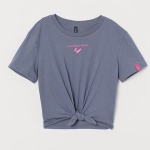 H&M Palm Beach Sports Tie Knot Front Cropped Tee